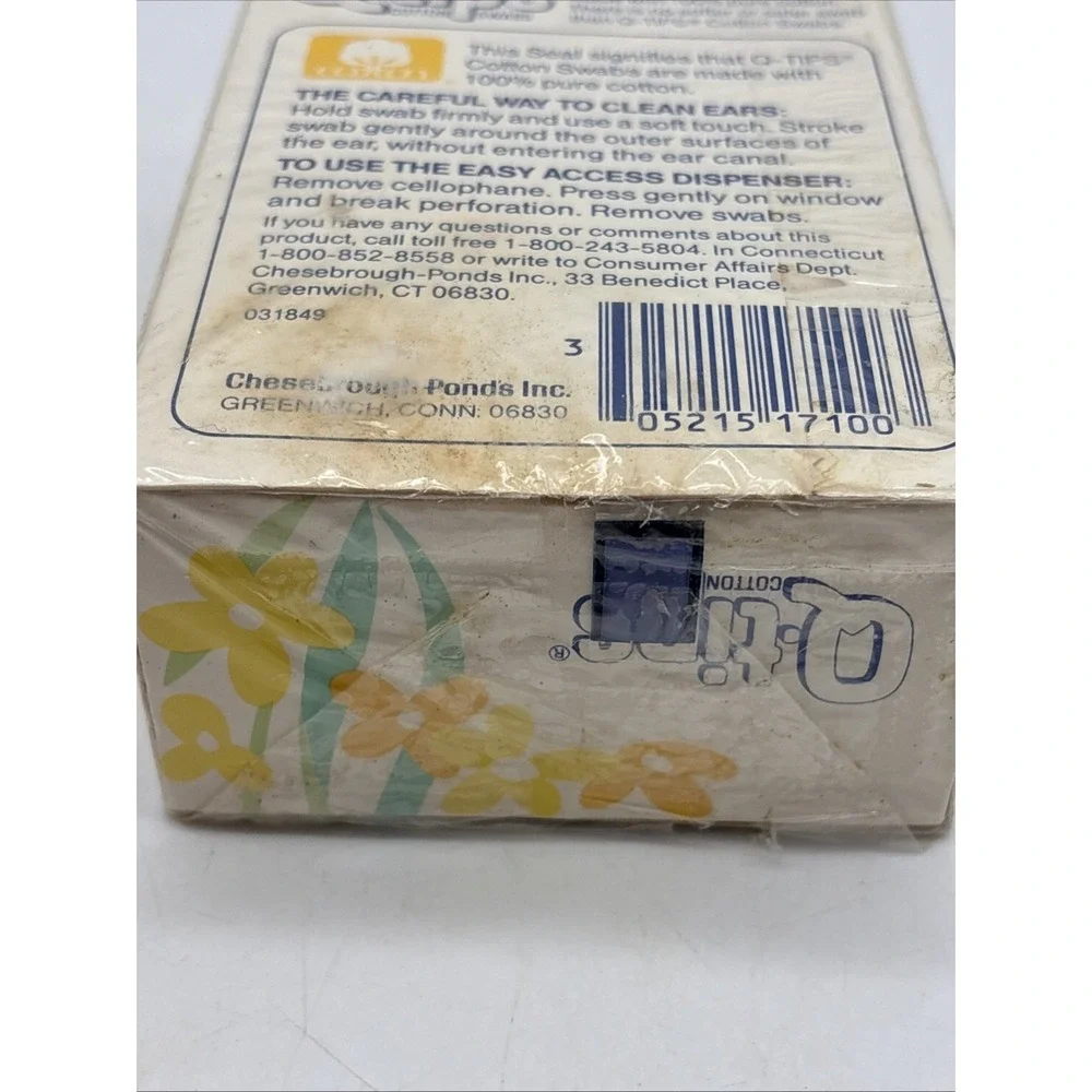 vintage Q-tips vanity pack floral box 90